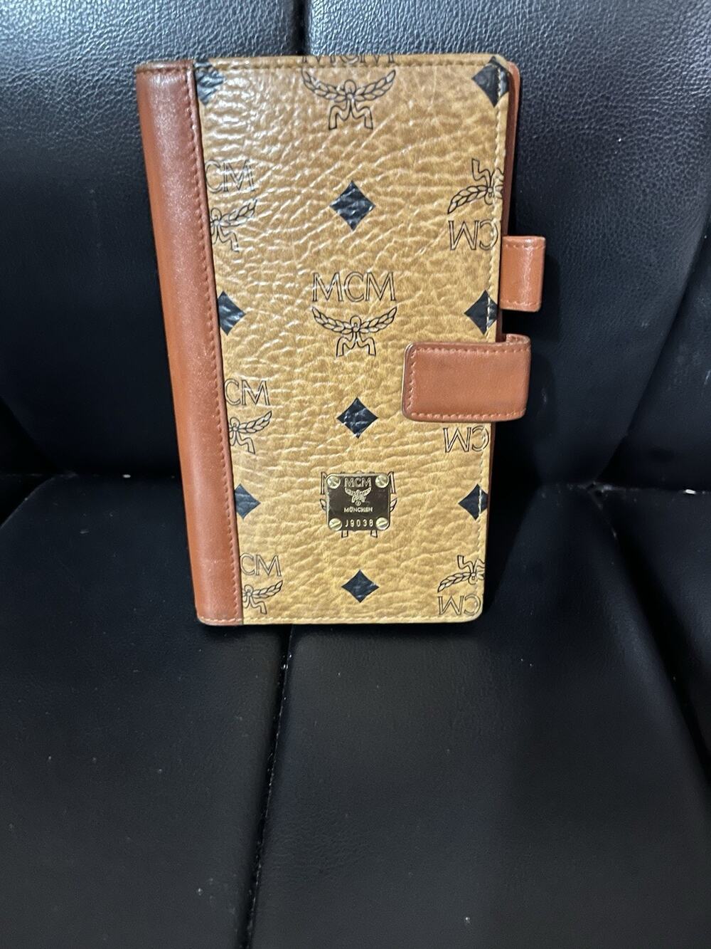MCM Monogram Visetos Leather Long agenda Wallet In Cognac Brown